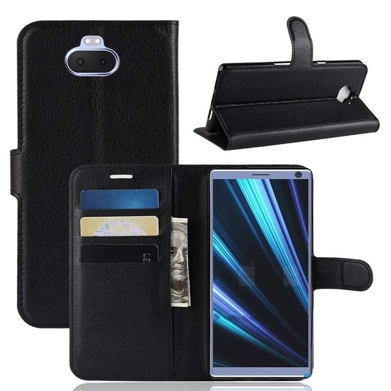 Mobilfodral Sony Xperia 10 Svart - Praktiskt plånboksfodral med plats för sedlar och kort