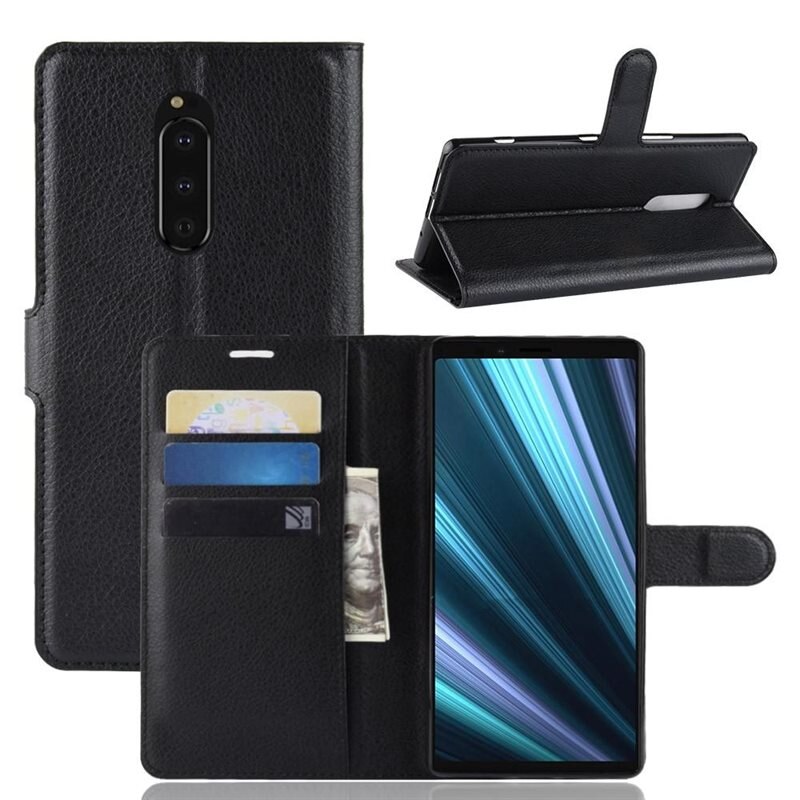Mobilfodral Sony Xperia 1 Svart - Praktiskt plånboksfodral med plats för sedlar och kort