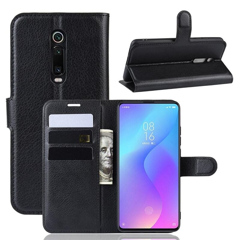 Mobilfodral Xiaomi Mi 9T Svart - Praktiskt plånboksfodral med plats för sedlar och kort