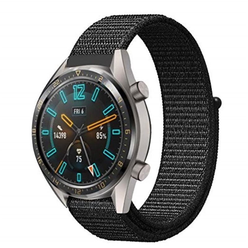 Nylonarmband Huawei Watch GT 2 Pro/Watch GT 2 46mm/Watch GT 2e/Watch GT Svart - Armband i skön och ventilerande nylon