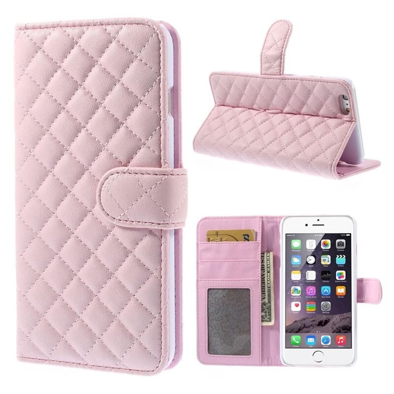 Plånboksfodral Apple iPhone 6/6S Quilted rosa - Mobilfodral med kortfack och sedelficka