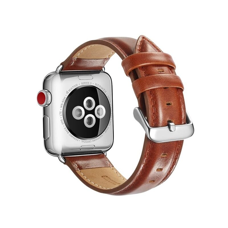 Premium Leather Armband Apple Watch 44mm Cognac - Snyggt läderarmband