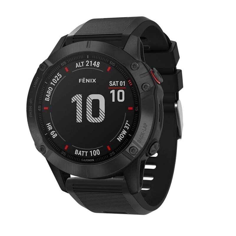 Silikonarmband Garmin Fenix 6X Svart - Sportigt armband perfekt för träningen