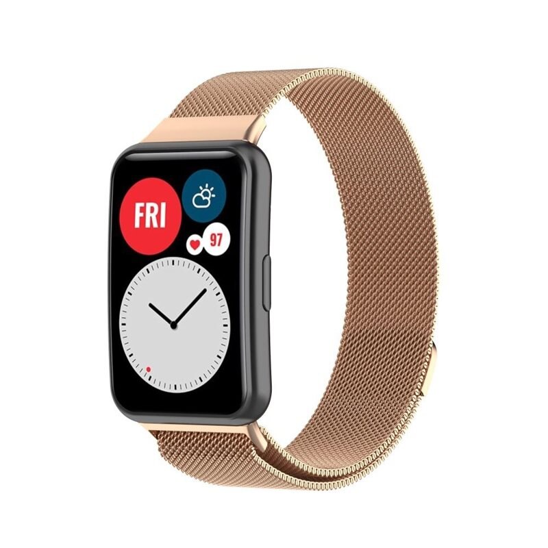 Armband Milanese Huawei Watch Fit Roséguld - Lyxigt armband med magnetisk stängning - Rostfritt stål