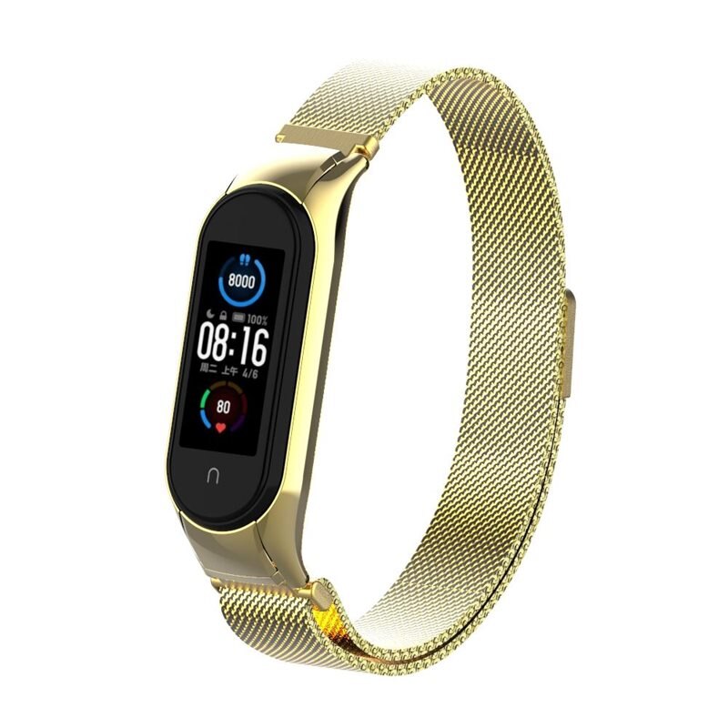 Armband Milanese Xiaomi Mi Band 5/6 guld - Lyxigt armband med magnetisk stängning - Rostfritt stål