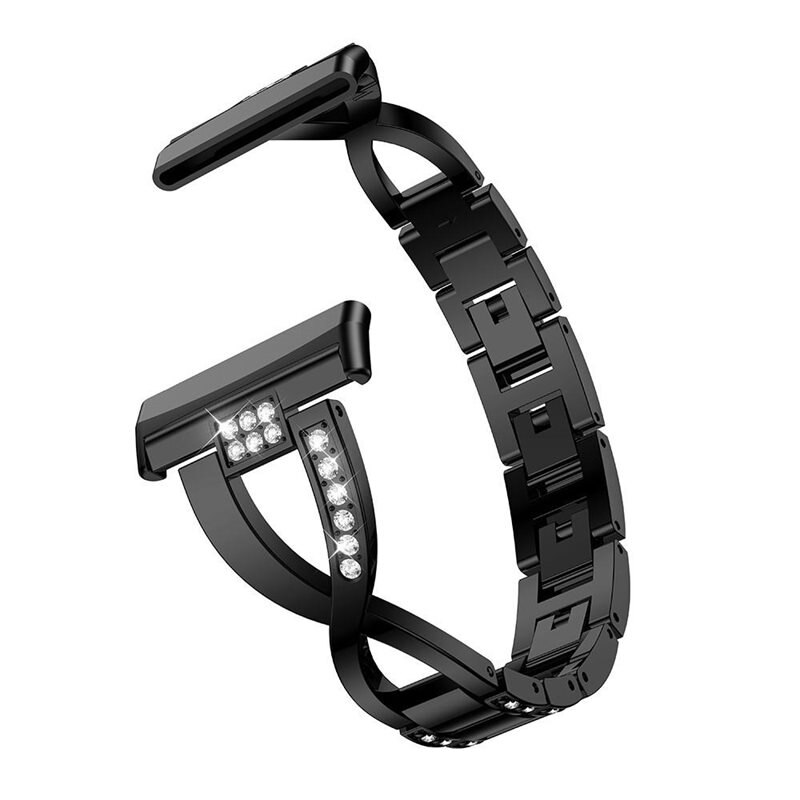 Crystal Armband Fitbit Versa 3/Fitbit Sense Svart - Fint armband med glittrande stenar i snygg design