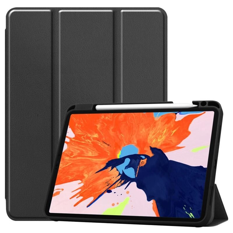 Apple iPad Pro 12.9 4th Gen (2020) Fodral Tri-fold med Pencil-hållare Svart - Skyddande fodral