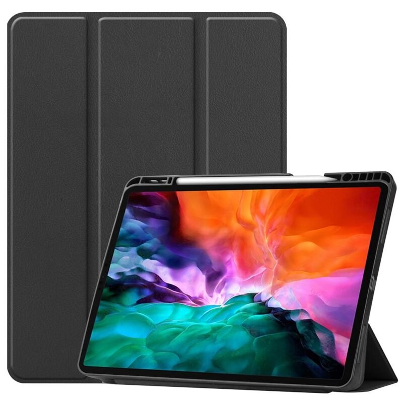 Apple iPad Pro 12.9 5th Gen (2021) Fodral Tri-fold med Pencil-hållare Svart - Skyddande fodral