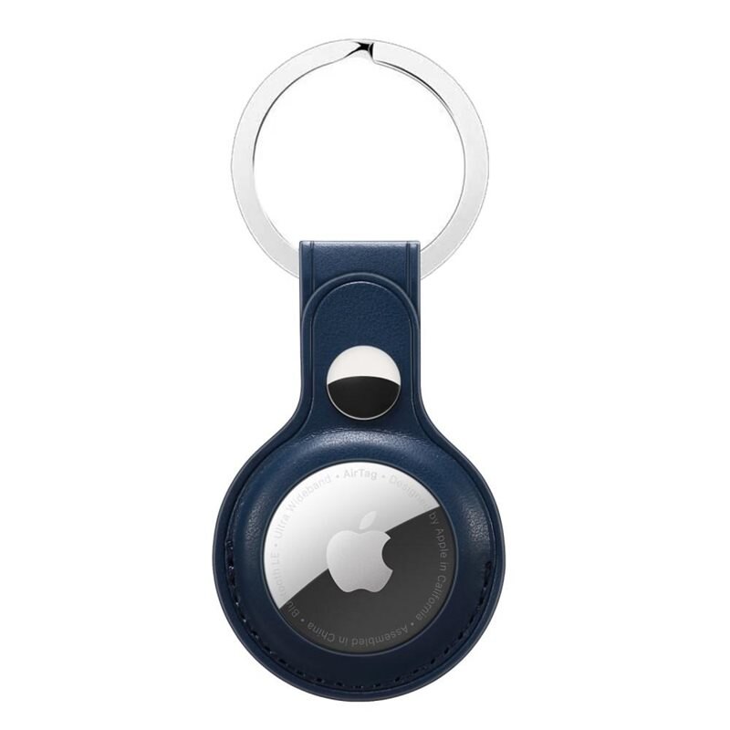 Läderskal med nyckelring Apple AirTag blå - Skyddande skal