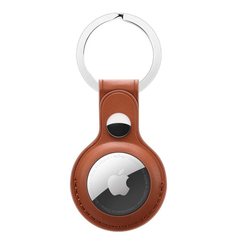 Läderskal med nyckelring Apple AirTag brun - Skyddande skal