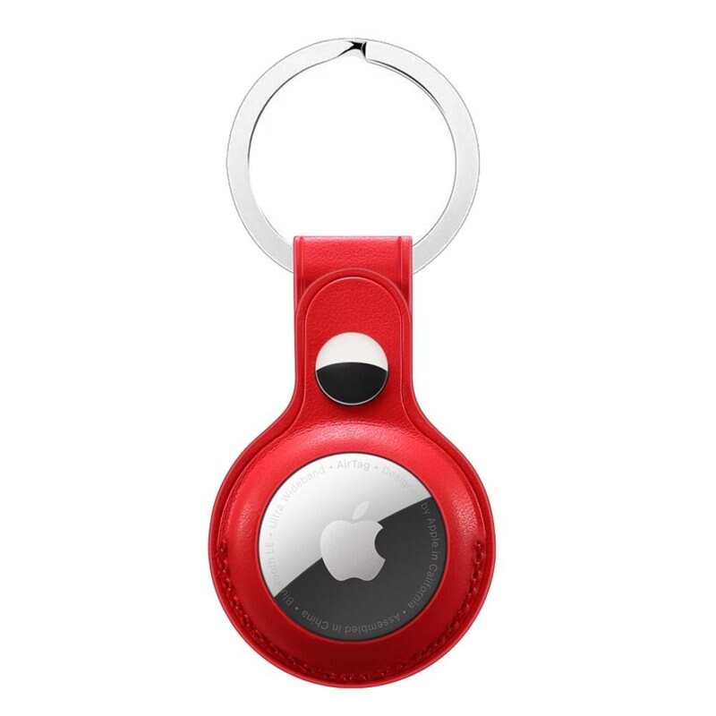 Läderskal med nyckelring Apple AirTag röd - Skyddande skal