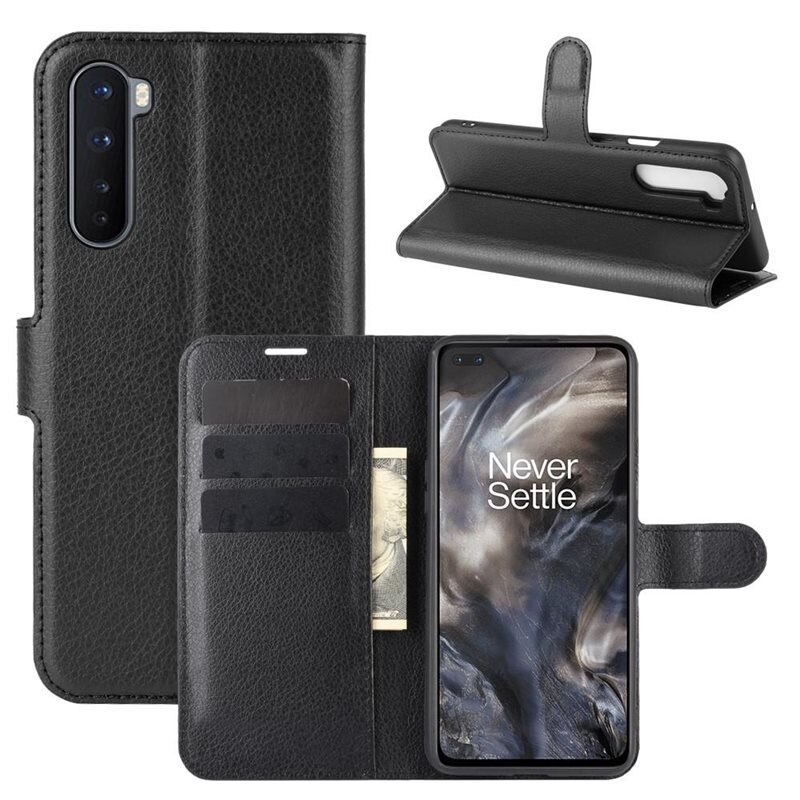 Mobilfodral OnePlus Nord Svart - Praktiskt plånboksfodral med plats för sedlar och kort