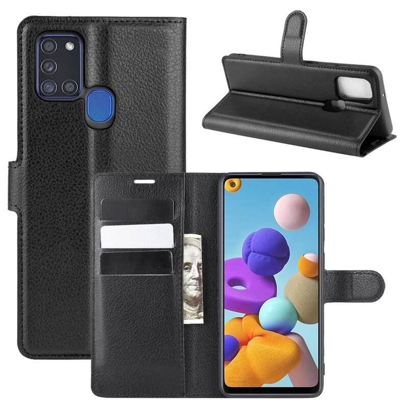 Mobilfodral Samsung Galaxy A21s Svart - Praktiskt plånboksfodral med plats för sedlar och kort