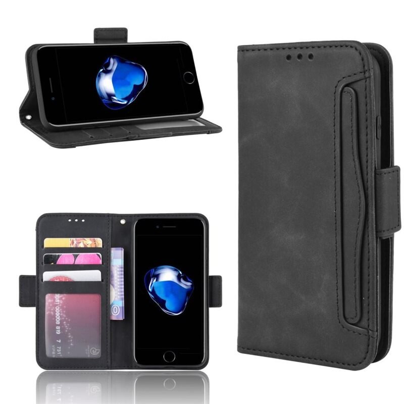 Multi Plånboksfodral iPhone 7 svart - Mobilfodral - Kortfack och sedelficka