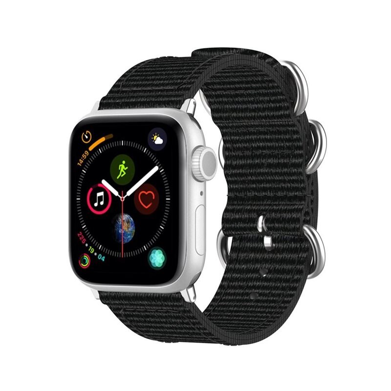 Natoarmband Apple Watch 45mm Series 9 svart - Snyggt armband