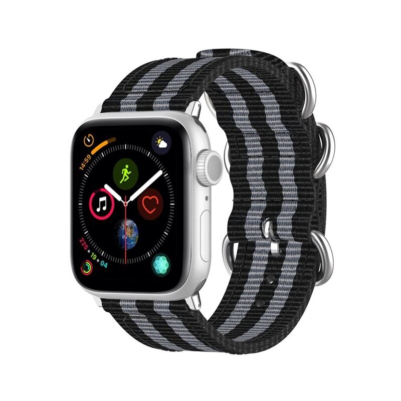 Natoarmband Apple Watch Series 10 46mm svart/grå - Snyggt armband