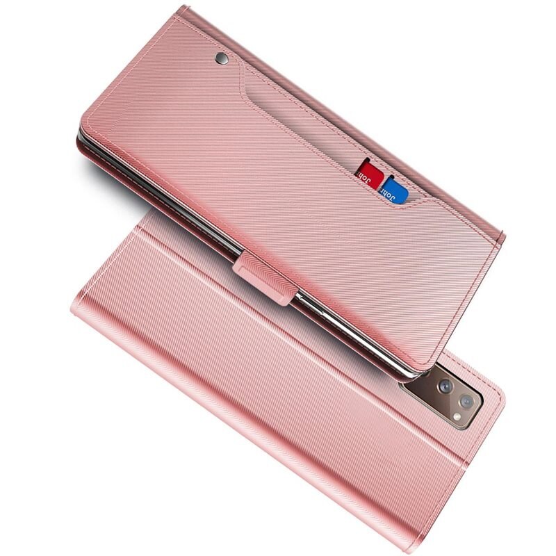 Plånboksfodral Spegel Galaxy A52/A52s Rose gold - Mobilfodral med kortfack och sedelficka