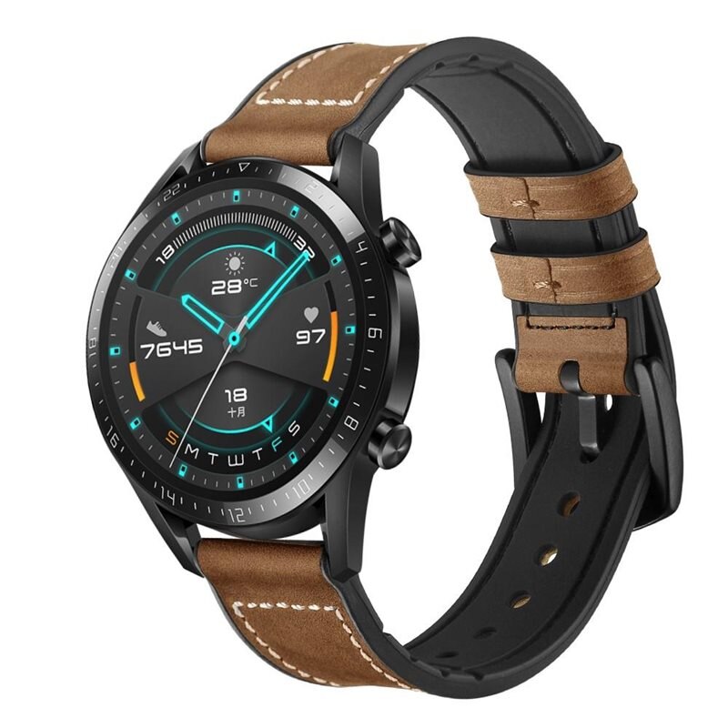 Premium Läderarmband Huawei Watch GT 2 Pro/Watch GT 2 46mm/Watch GT 2e/Watch GT Brun - Snyggt och stilrent armband i läder