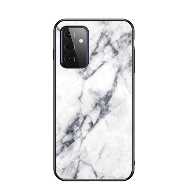 Skal Härdat Glas Samsung Galaxy A72 5G vit marmor - Snyggt mobilskal med mönster