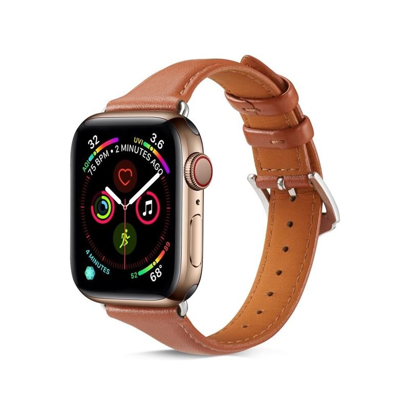 Slim Läderarmband Apple Watch 41mm Series 7 cognac - Stilrent armband i läder