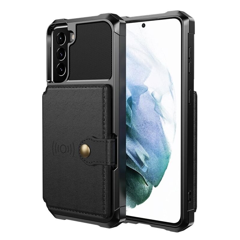 Tough Multi-slot Skal Samsung Galaxy S21 Plus Svart - Mobilskal med praktisk plånboksfunktion - Sedelficka - Korthållare