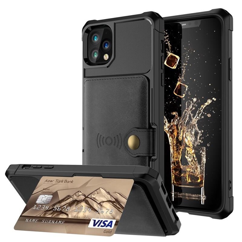Tough Multi-slot Skal iPhone 11 Pro Svart - Mobilskal med praktisk plånboksfunktion - Sedelficka - Korthållare
