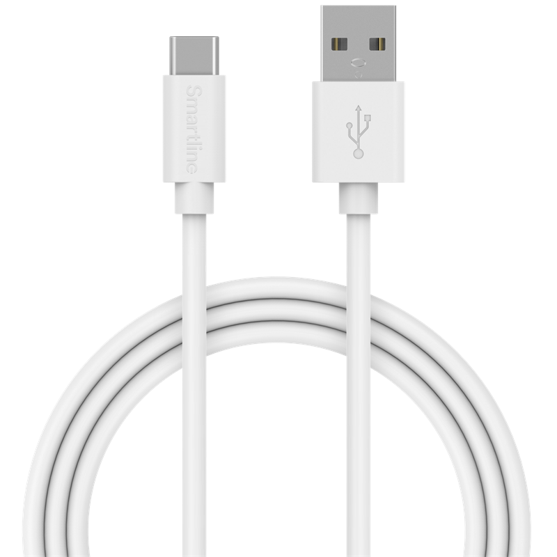 Smartline USB-kabel USB-C 1m Vit - Laddkabel - Laddsladd