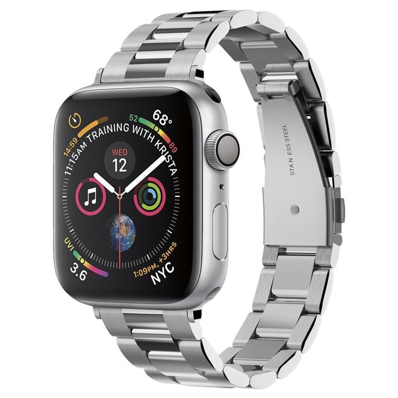 Spigen Apple Watch 41mm Series 7 Armband Modern Fit Silver - Snyggt metallarmband - Justerbar längd