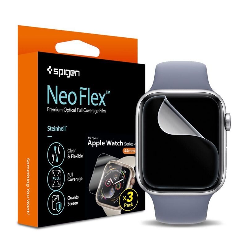 Spigen Apple Watch 45mm Series 7 Screen Protector Neo Flex HD (3-pack) - Skärmskydd som skyddar kant till kant
