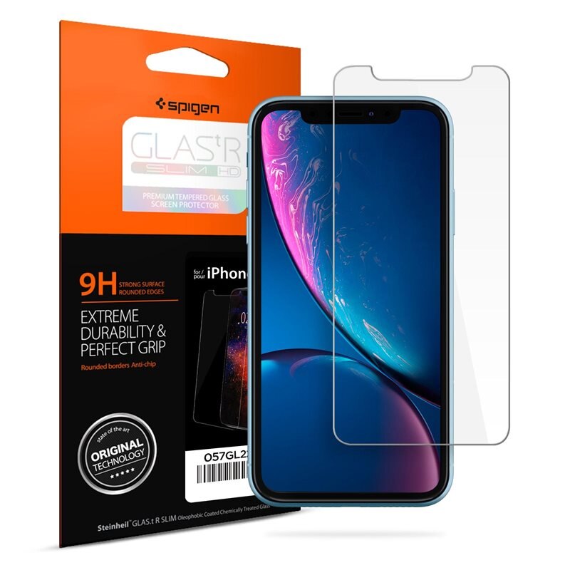 Spigen iPhone XR Screen Protector GLAS.tR SLIM HD - Skärmskydd i härdat glas - Enkel installation