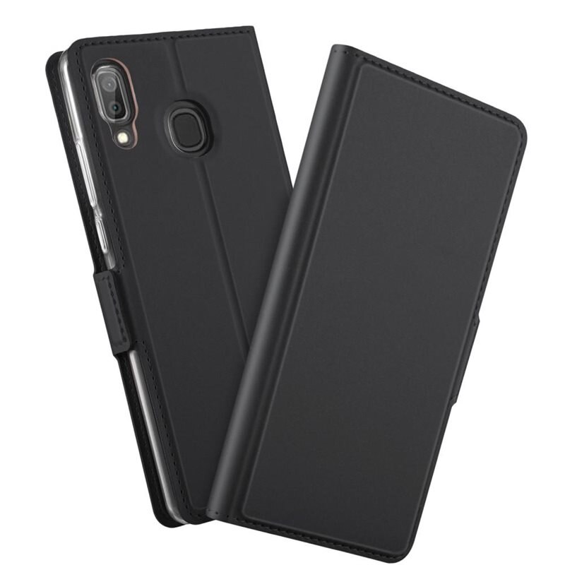 tectTech Slimmat Plånboksfodral Galaxy A40 svart - Mobilfodral med korthållare och inbyggt stöd