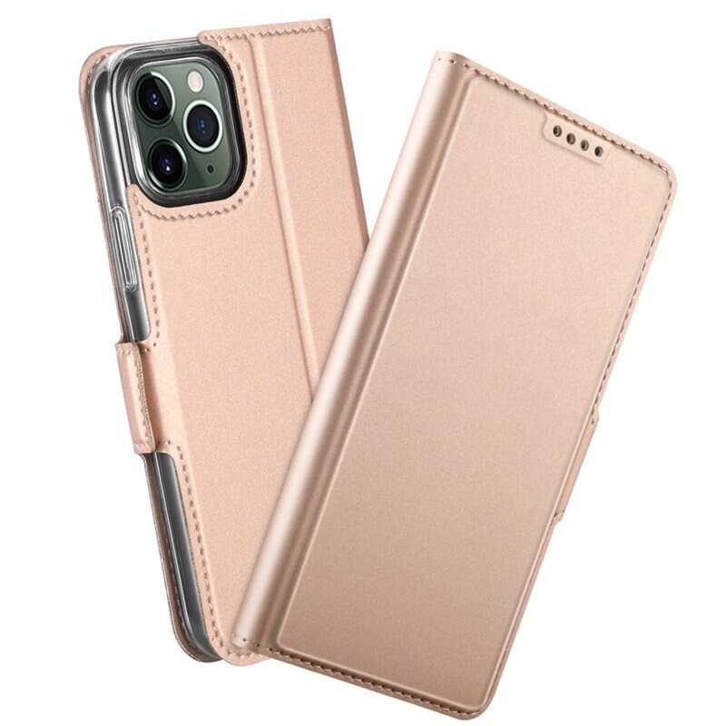 tectTech Slimmat Plånboksfodral iPhone 12/12 Pro roséguld - Mobilfodral med korthållare och inbyggt stöd