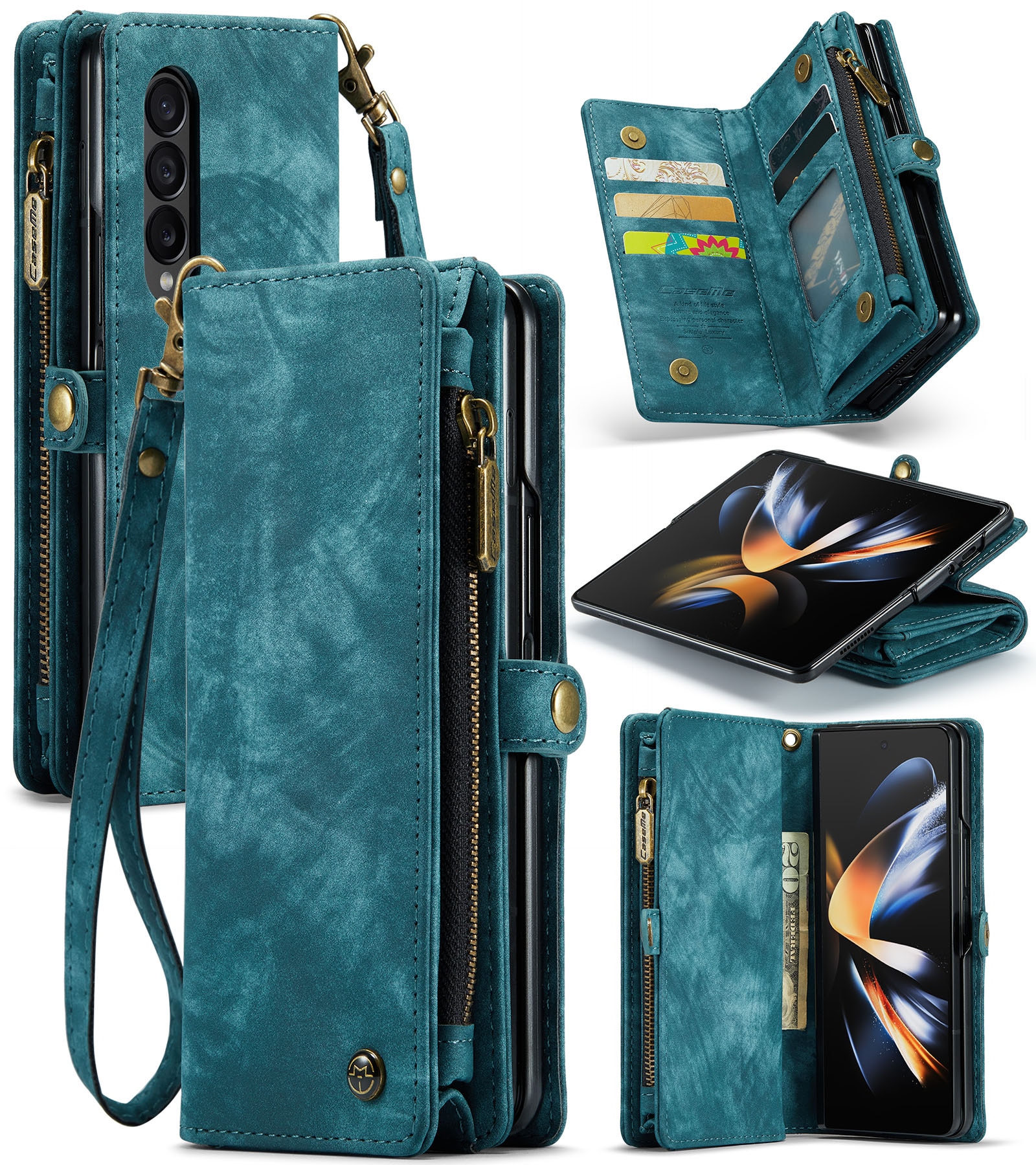 Multi-slot Plånboksfodral Samsung Galaxy Z Fold 4 blå