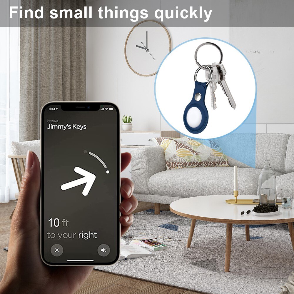 Nyckelring Läder Apple AirTag blå