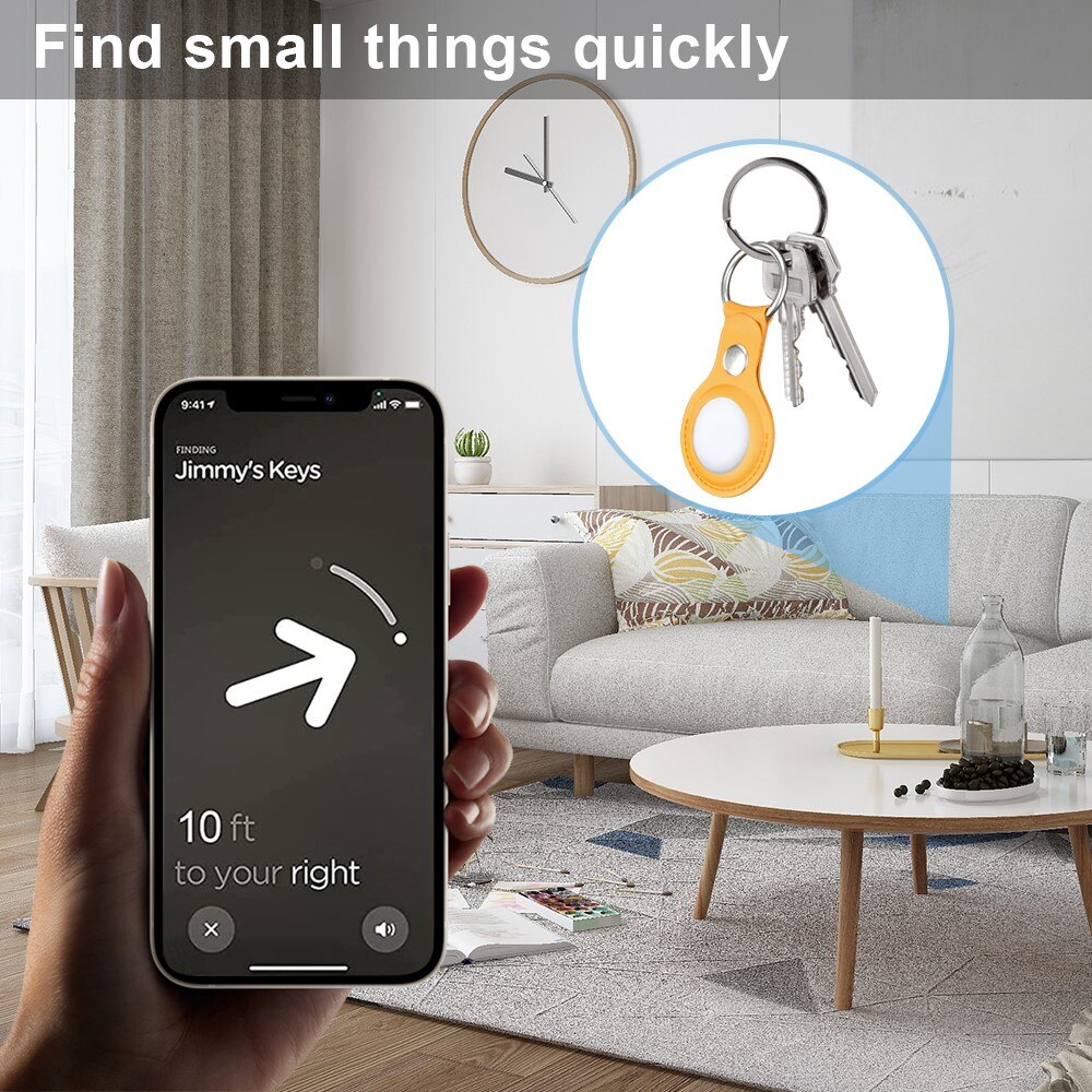 Nyckelring Läder Apple AirTag gul
