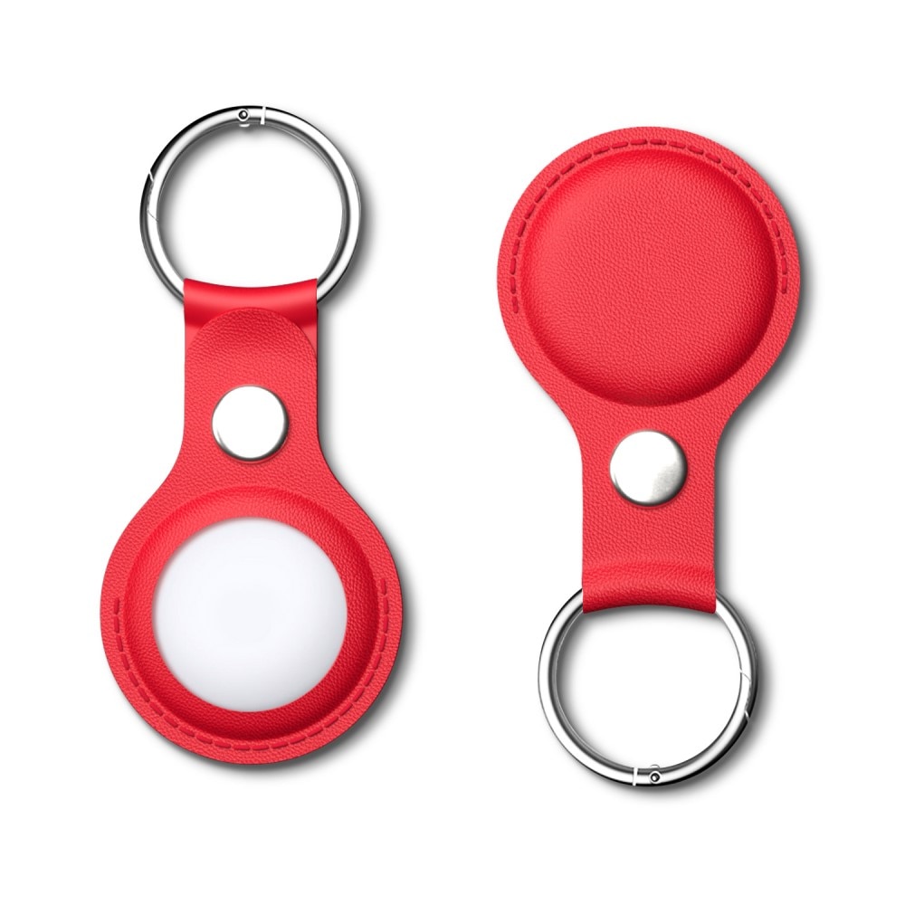 Nyckelring Läder Apple AirTag röd