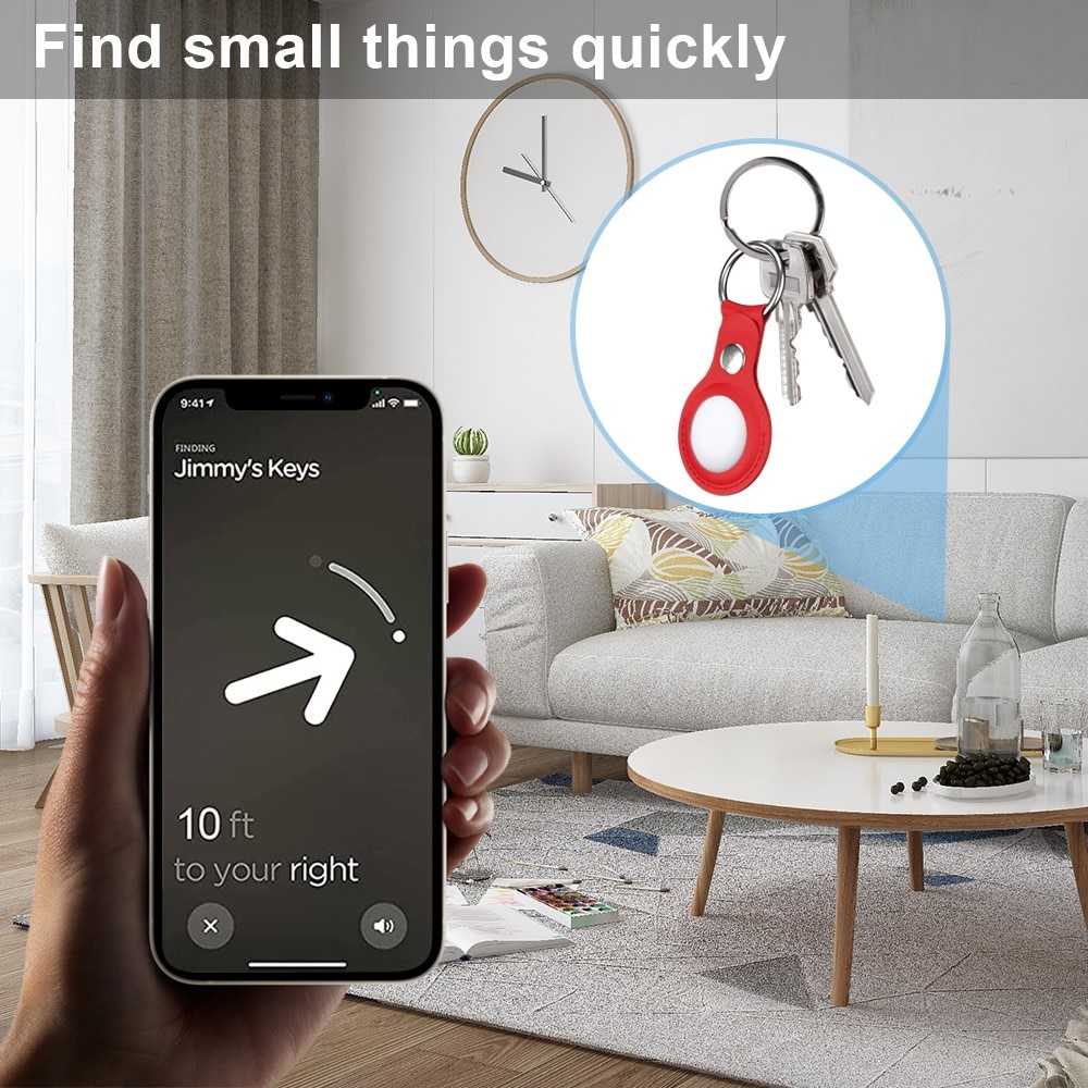 Nyckelring Läder Apple AirTag röd