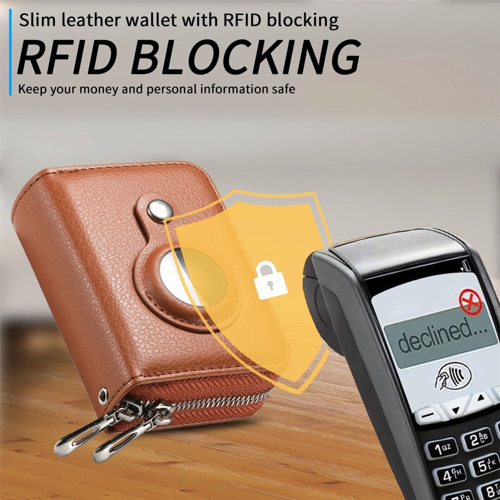 AirTag-plånbok RFID-skydd brun