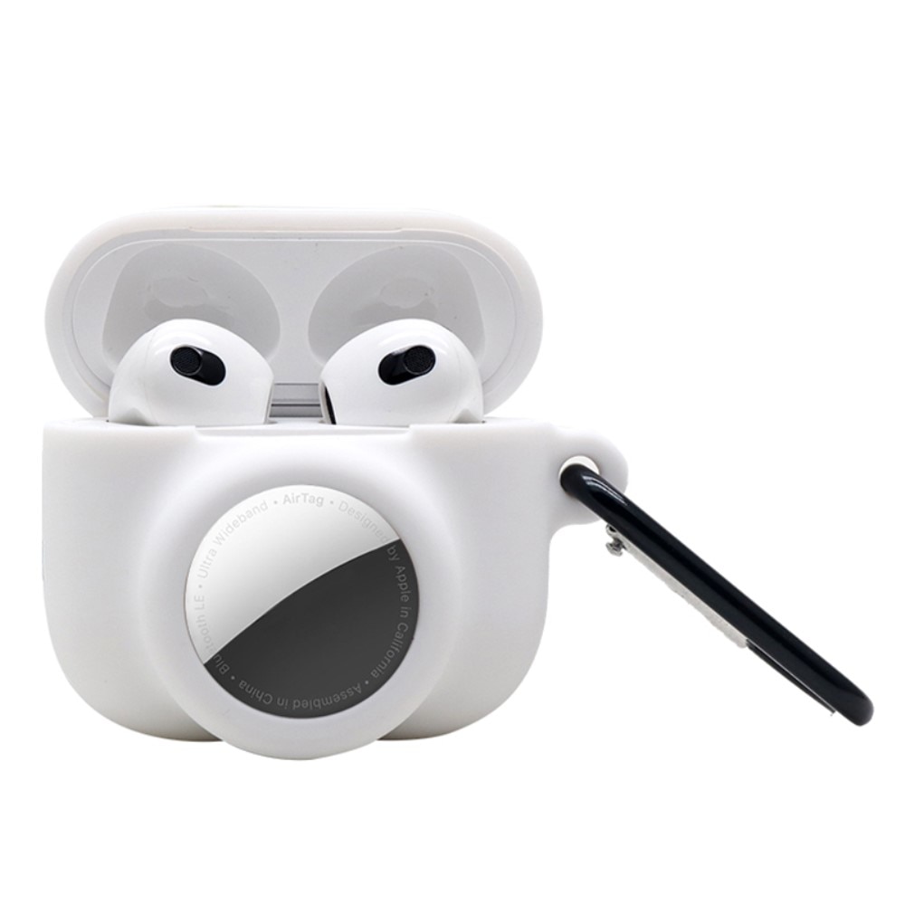 Apple AirPods 3 silikonskal med AirTag hållare vit