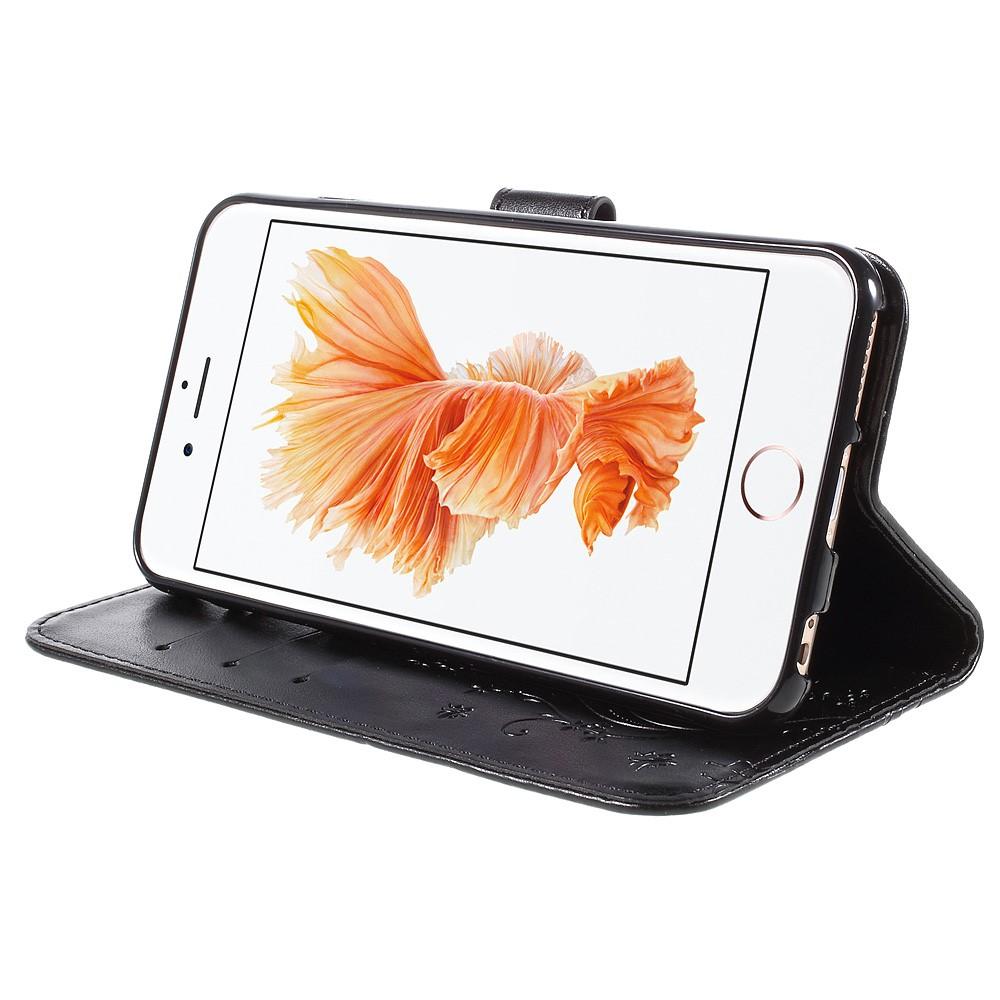 Läderfodral Fjärilar Apple iPhone 6/6S svart