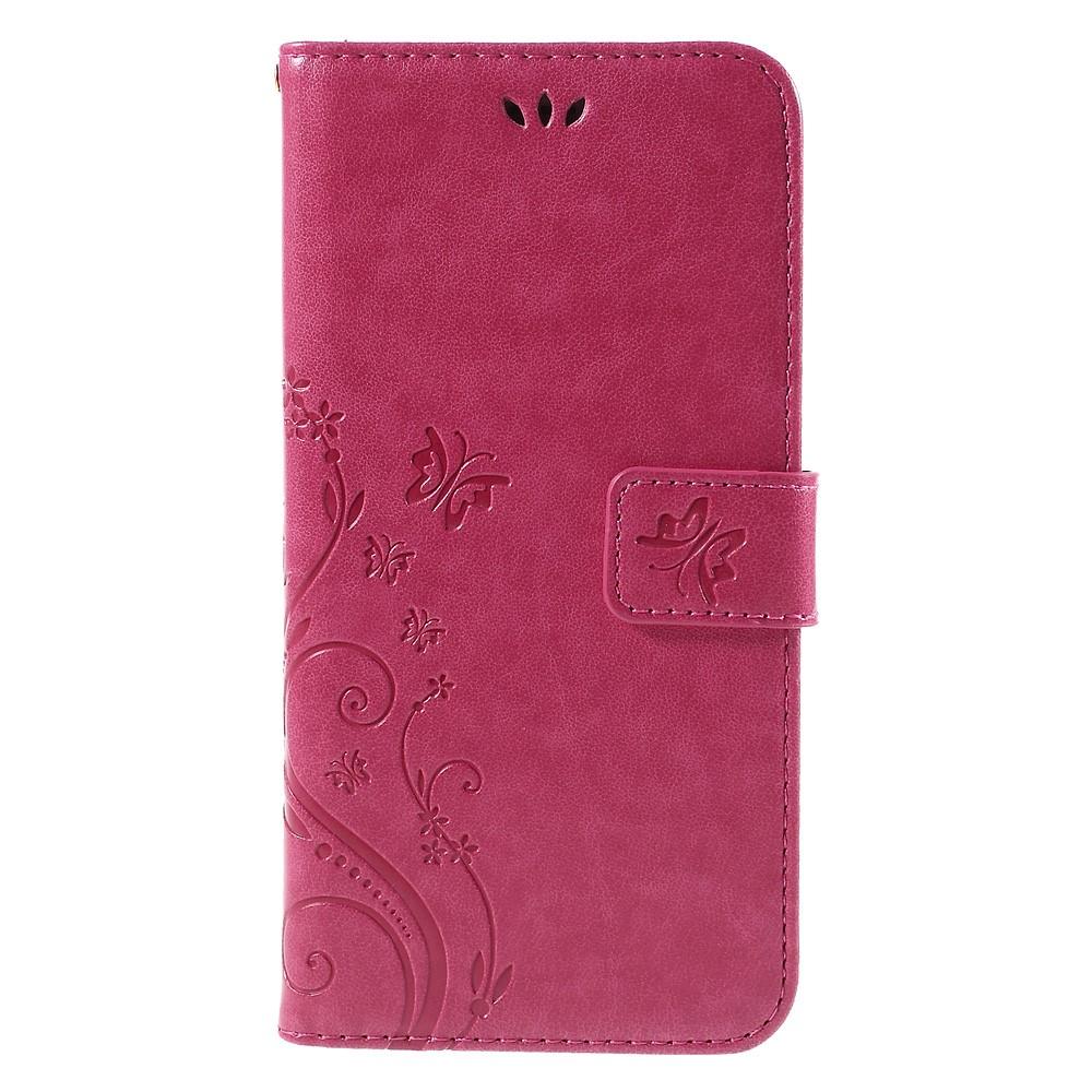 Läderfodral Fjärilar Apple iPhone 6/6S rosa