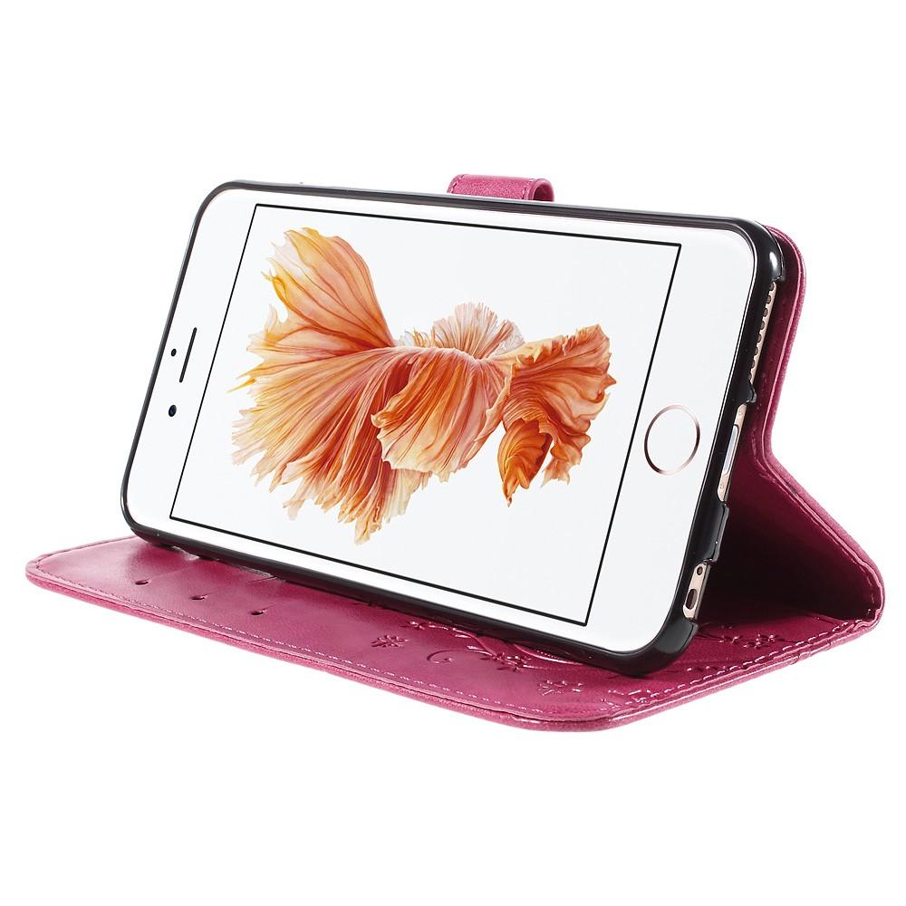 Läderfodral Fjärilar Apple iPhone 6/6S rosa