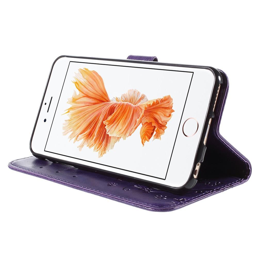 Läderfodral Fjärilar Apple iPhone 6/6S lila