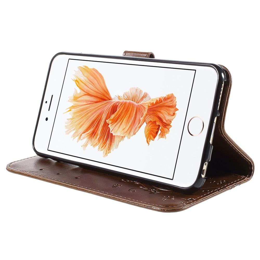 Läderfodral Fjärilar Apple iPhone 6/6S brun