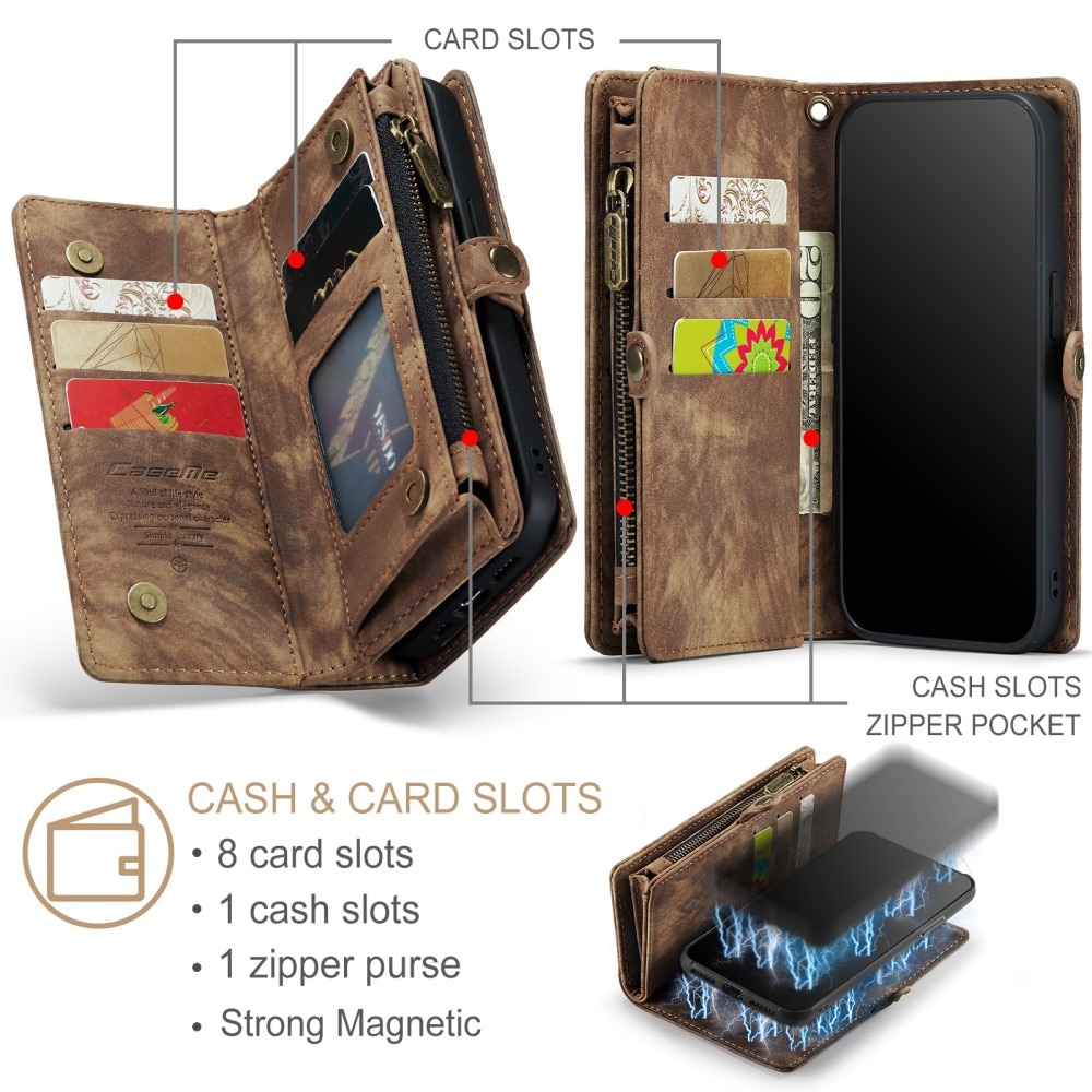 Multi-slot Plånboksfodral iPhone XR brun