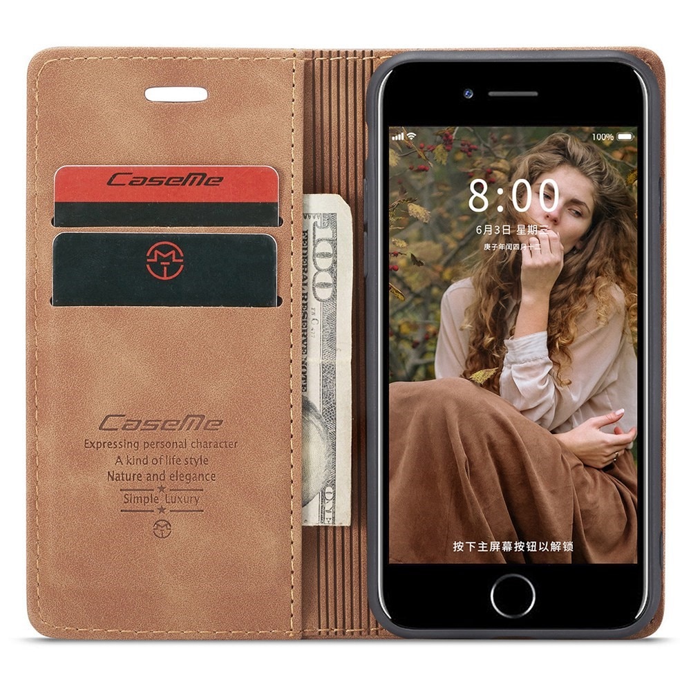 Slim Plånboksfodral iPhone 8 cognac