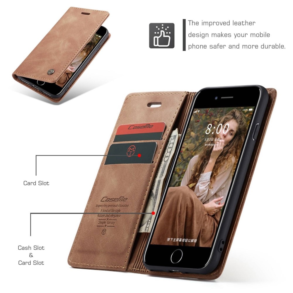 Slim Plånboksfodral iPhone 7 cognac