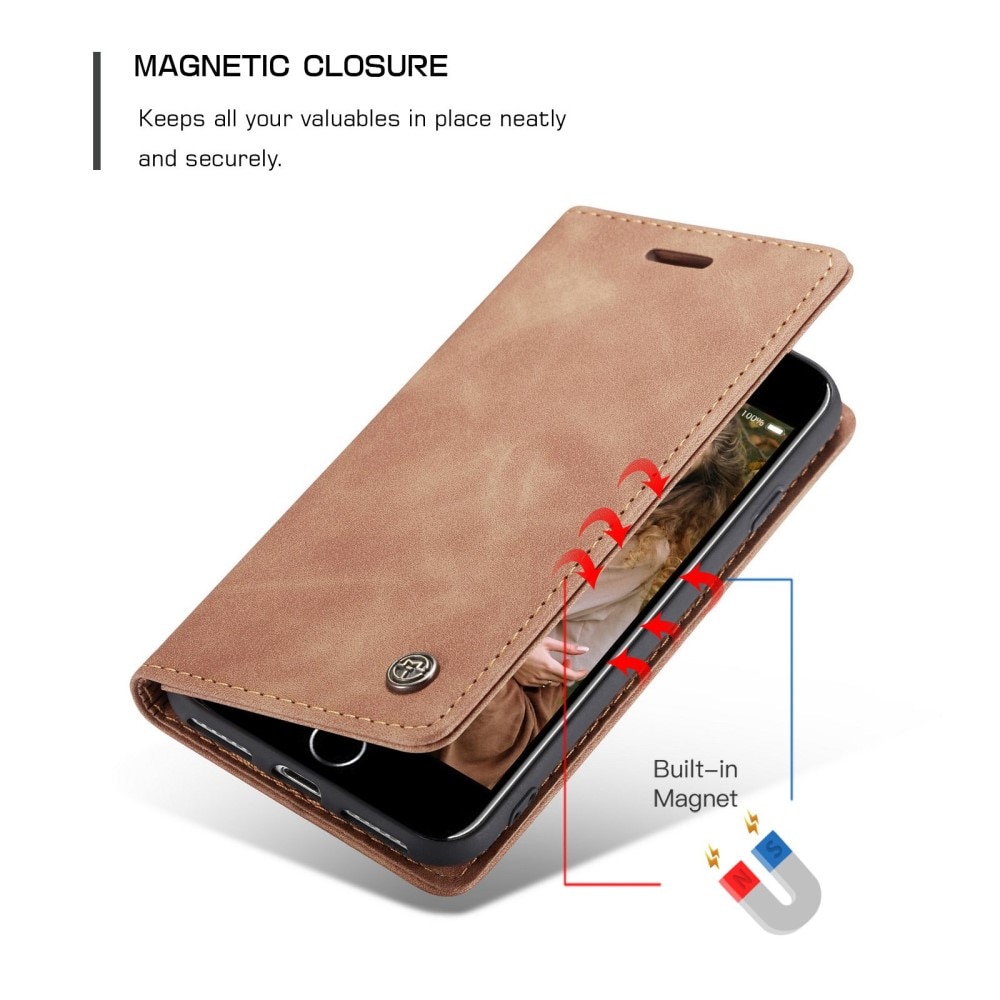 Slim Plånboksfodral iPhone SE (2022) cognac