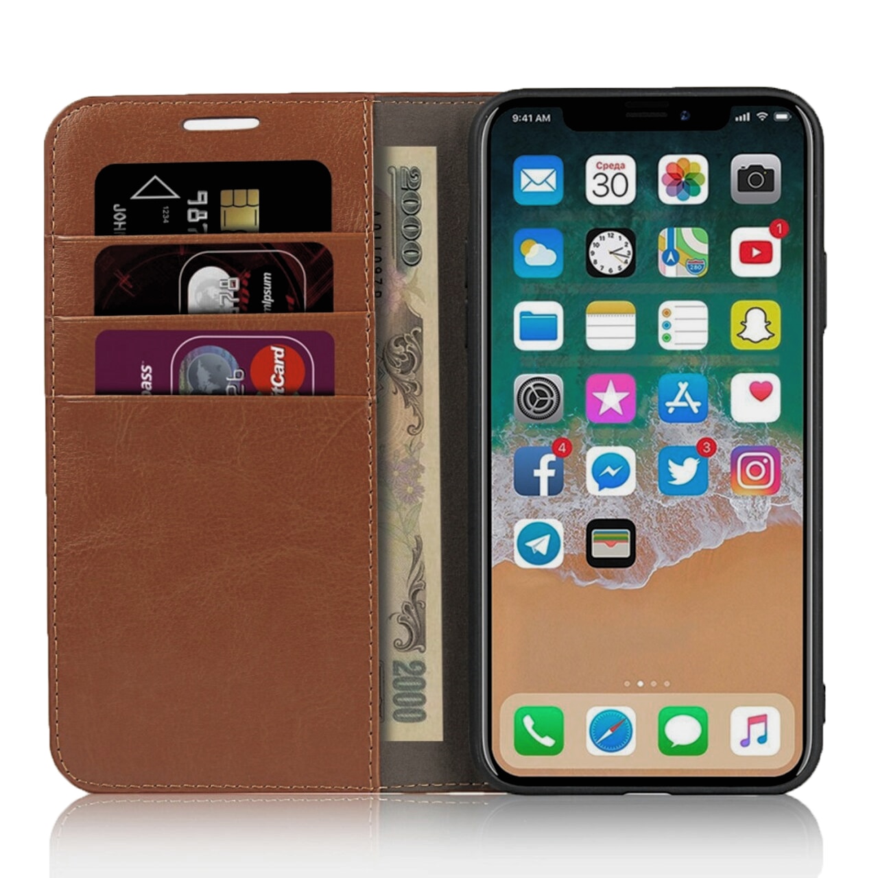 Mobilfodral Äkta Läder iPhone 11 Pro Brun
