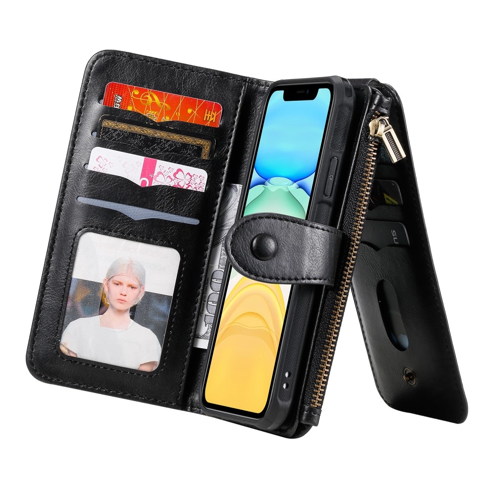 Magnet Leather Multi-Wallet iPhone 11 svart